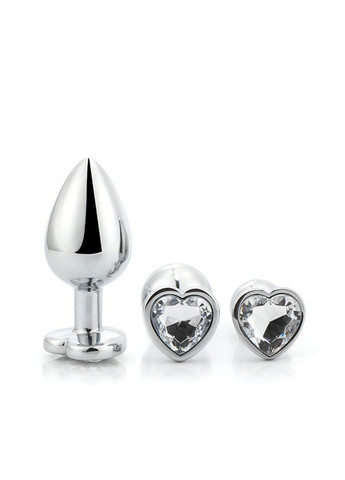Комплект металлических анальных пробок с стразами в форме сердечка ( размер S, M, L ) We Love (284278667)