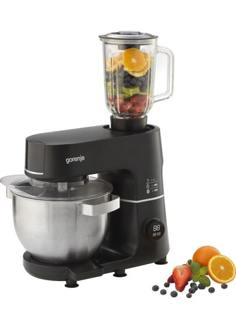 Кухонная машина 1000Вт, дисплей, чаша-металл, корпус-метал+пластик, насадок-7, черный Gorenje (342113994)