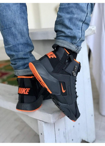КРОСІВКИ ЖІНОЧІ NIKE AIR HUARACHE BLACK ORANGE НАЙК АІР No Brand чорні демісезони (368857967)