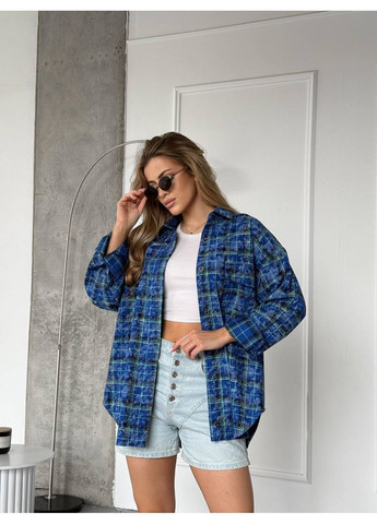 Синяя повседневный, кэжуал рубашка в клетку Style Point с длинным рукавом