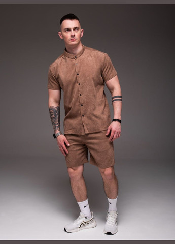Бежевый демисезонный костюм рубашка + шорты вельвет хлопок 100% No Brand