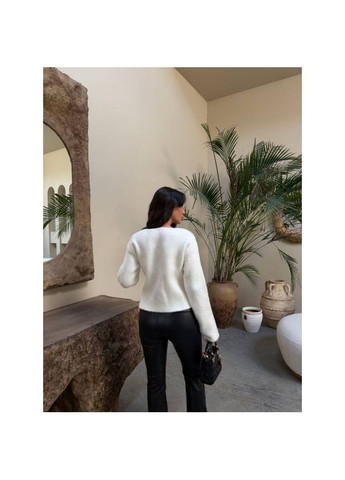 Молочний теплий короткий кардиган, розмір одягу one size, колір сіра La Pomme (368561450)