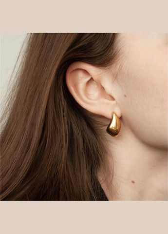 Набор золотистых сережек в виде капли базовые пусеты минимализм стиль нежные кэжуал эстетика современные серьги-капельки легкие No Brand (336186551)