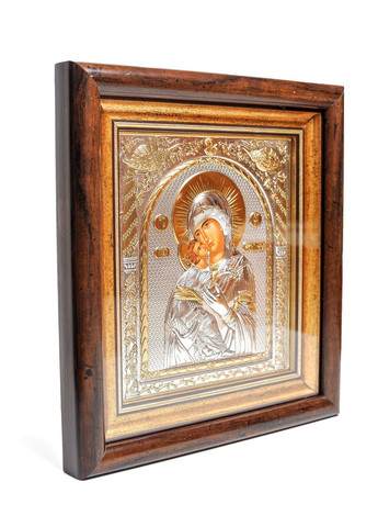 Серебряная Икона Владимирская Богородица 30,5х28,5см в прямоугольном киоте под стеклом Silver Axion (266266114)