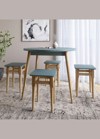 Стол круглый и 4 табурета обеденный комплект для кухни Майами-1 ПВХ кромка 0,45 мм Гранит серый (-041220) Lion (317271174)