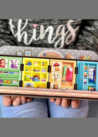 Дерев'яна настільна гра "Шафи з одягом" Ubumblebees (ПСД061) PSD061 сортер-комодик No Brand (330609519)