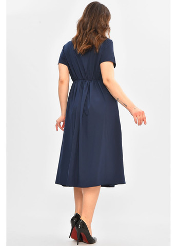 Темно-синее повседневный платье женское однотонное темно-синего цвета с баской Let's Shop однотонное
