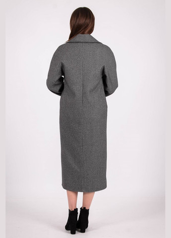 Сіре демісезонне Пальто подовжений жіноча 057 гусяча лапка кашемір сіра Актуаль