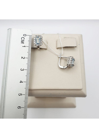 Сережки срібні з блакитним топазом 2,97 г No Brand (369737208)