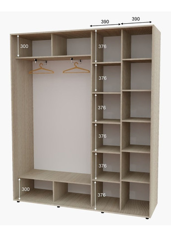 Шкаф-купе двухдверный 200*45*230 см Дуб Шамони светлый 2 двери Зеркало Алекса (360463950)