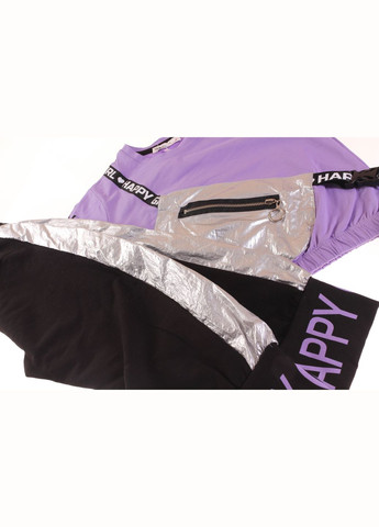 Фиолетовый летний футболка + бриджи 5088 лиловый и черный Smile