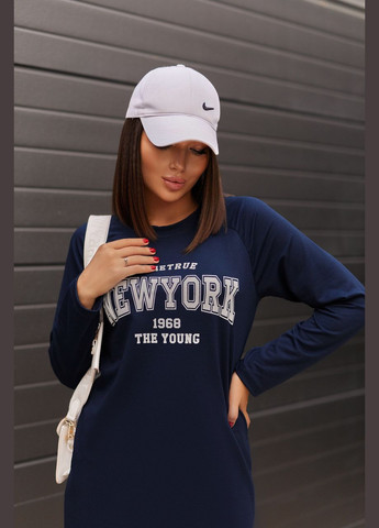 Синя спортивне трикотажне плаття з написом Fashion Girl