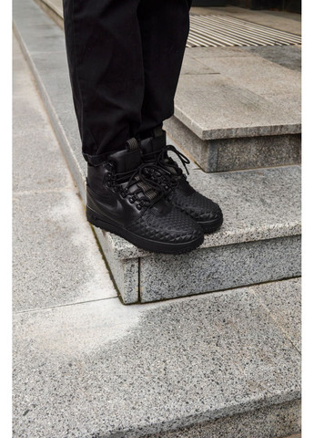 КРОССОВКИ ЖЕНСКИЕ NIKE AIR FORCE 1 DUCKBOOT TRIPLE BLACK НАЙК АИР ФОРС 1 ПРЕМИУМ No Brand чёрные демисезоны (367177047)