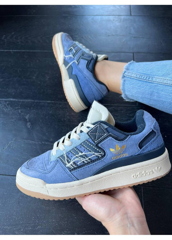 КРОССОВКИ ЖЕНСКИЕ ADIDAS FORUM 84 LOW BLUE DENIM GUM АДИДАС ФОРУМ 84 No Brand белые демисезоны (367178058)