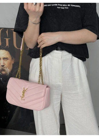 Жіноча сумка Loulou leather bag через плече рожевий лоран Medium size No Brand (402250754)
