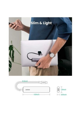 Концентратор (20197) Ugreen USB-C to 4xUSB 3.0 + HDMI CM417 gray (366646181)