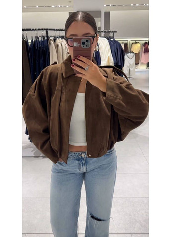 Куртка-бомбер жіноча з замшу на дайвінгу(заміри в описі) GD/GL Модний простір на блискавці (366883354)