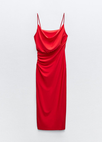 Красное вечернее платье Zara однотонное