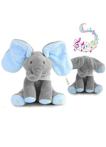 Розвиваючий музичний слоник Elephant (з блакитними вушками) Peekaboo (280941649)