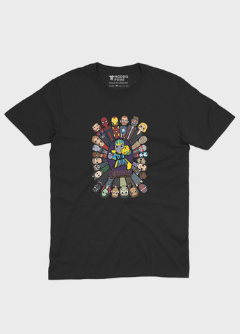 Черная демисезонная футболка для мальчика с принтом супергероями - мстители (ts001-1-bl-006-025-007-b) Modno