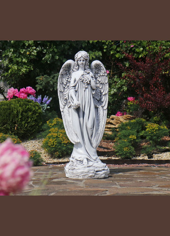 Садова фігура Ангел з трояндою 76х31х28 см (ССП12008 ) Гранд Презент (284419188)