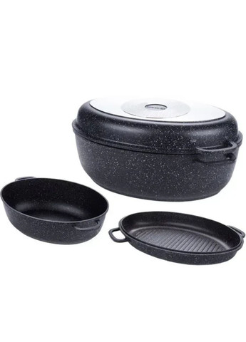 Гусятниця з кришкою-гриль 8 л EB-9172 мармурове покриття (EB-9172) Edenberg (366220150)