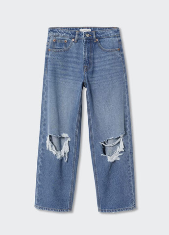 Синие демисезонные прямые джинсы teen Mango