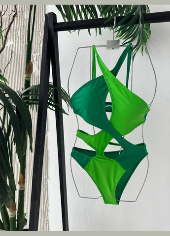 Зеленый демисезонный купальник сдельный слитный No Brand