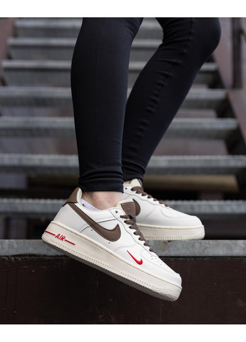 КРОССОВКИ ЖЕНСКИЕ NIKE AIR FORCE 1 LOW ‘07 ESSENTI MOCCO НАЙК АИР ФОРС 1 ПРЕМИУМ No Brand белые демисезоны (367174374)