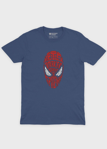 Темно-синя чоловіча футболка з принтом супергероя - людина-павук (ts001-1-nav-006-014-073) Modno