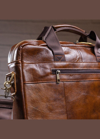 Деловая мужская сумка из зернистой кожи 14837 Коричневая. Vintage (331910408)