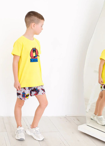 Комбинированный летний комплект для мальчика на лето футболка и шорты бэтмен No Brand