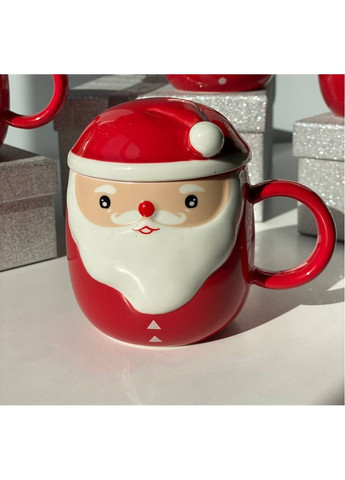 Кухоль новорічний 8030-218-2 Морозко з керамічною кришкою 360 мл Червоний Olens (365605229)
