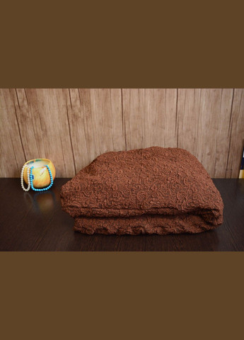 Жаккардовый чехол на угловой диван с креслом с юбкой Коричневый Kayra (335426686)