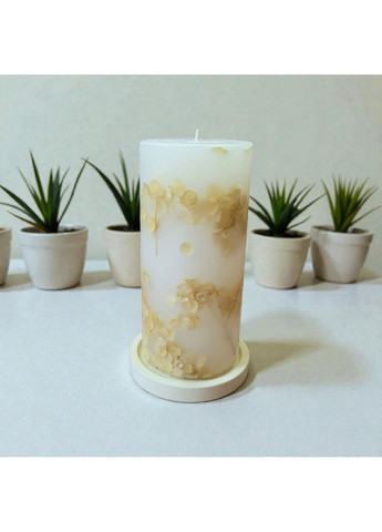 Набір з декоративної ароматної свічки з бежевою гортензією та гіпсовою підставкою Handmade Studio - AV (370709283)