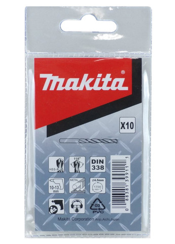 Набір свердл D46888 (HSS-R, 5.3x86 мм, 10 шт) по металу (30189) Makita (263434757)