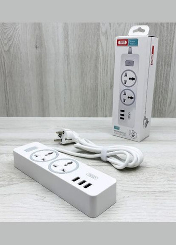 Мережевий подовжувач фільтр XO WL04 2 Розетки 3 USB 1.8 м Білий Ldnio (297331607)