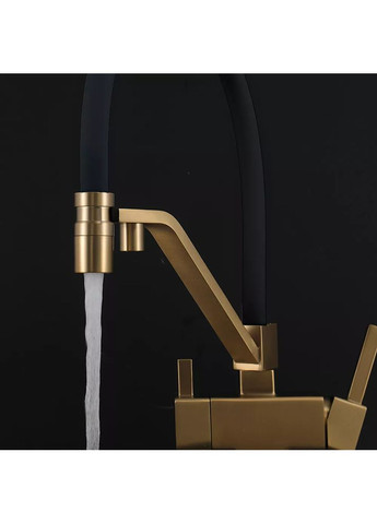 G4395-63 кухня під осмос одноваж. вис. силік. вилив лат. шпил карт.90° Ø35 (сат. золот/чорний) {8/1} GAPPO (371881894)