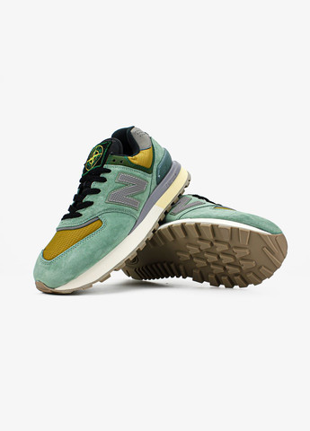 Зеленые демисезонные кроссовки мужские и женские stone island x new balance 574 legacy green | No Brand