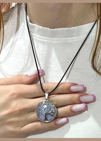 Підвіска з натуральним місячним каменем в оправі "Дерево життя" на брелоку для ключів у подарунковій коробочці Овен (331291898)