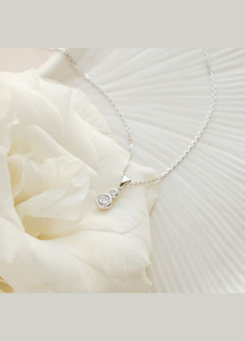 Серебряное колье минималистичное с двумя камешками на тонкой цепочке. No Brand (362176855)