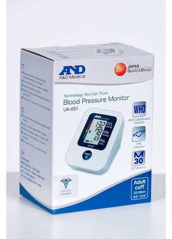 Тонометр UA-651 с адаптером автоматический на плечо гарантия 10 лет and (349810639)
