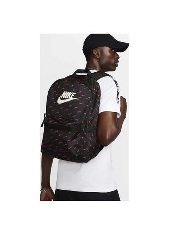 Рюкзак NK HERITAGE BKPK - SWOOSH DROP 25L Чорний, Червоний 43 х 30.5 х 15 см Nike (367590562)