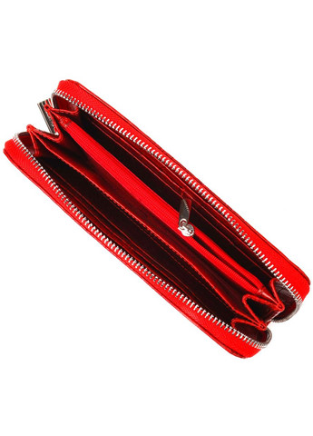 Горизонтальний яскравий гаманець для жінок із натуральної фактурної шкіри під крокодила червоний 19х9,5х2,5 см 21621 Canpellini (329195908)