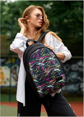 Рюкзак Zard 0RT чорний тканевий з принтом "ABSTRACT" Sambag (302519319)
