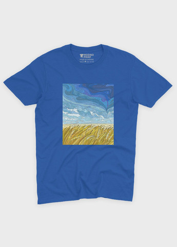 Синя демісезонна футболка для хлопчика з патріотичним принтом поле (ts001-4-brr-005-1-108) Modno