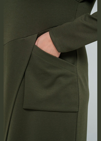 Оливковое (хаки) повседневный платье "лика" полуприлегающего силуэта выполнено из трикотажа джерси all posa (ap101681p) A'll Posa