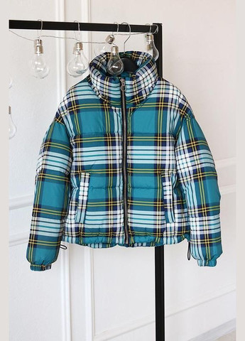 Комбинированная теплая куртка пуффер в клетку Topshop