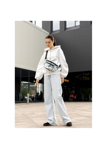 Велика жіноча сумка на пояс бананка Tirso Max принт "Leaves" Sambag (331283506)