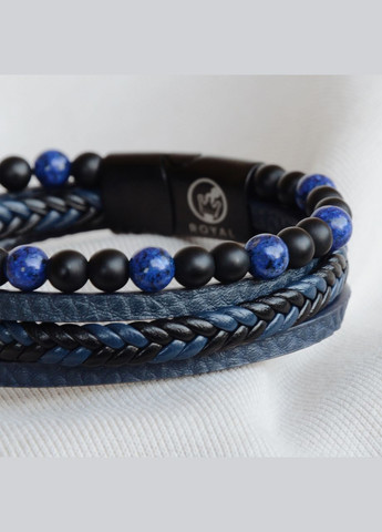 Мужской кожаный браслет на руку с магнитной застежкой "Harmony Blue" Royal (286421299)